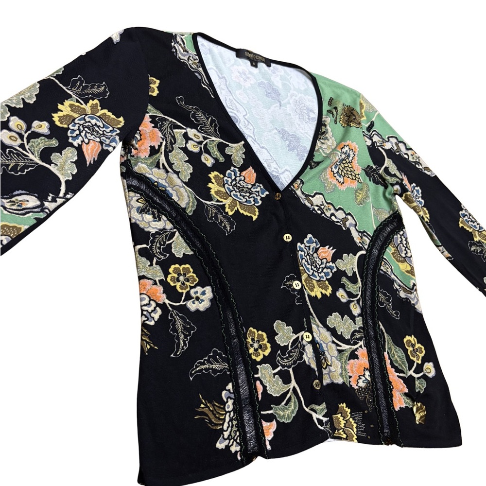 Roberto Cavalli SS2003 Chinoiserie Print Cardigan in Green